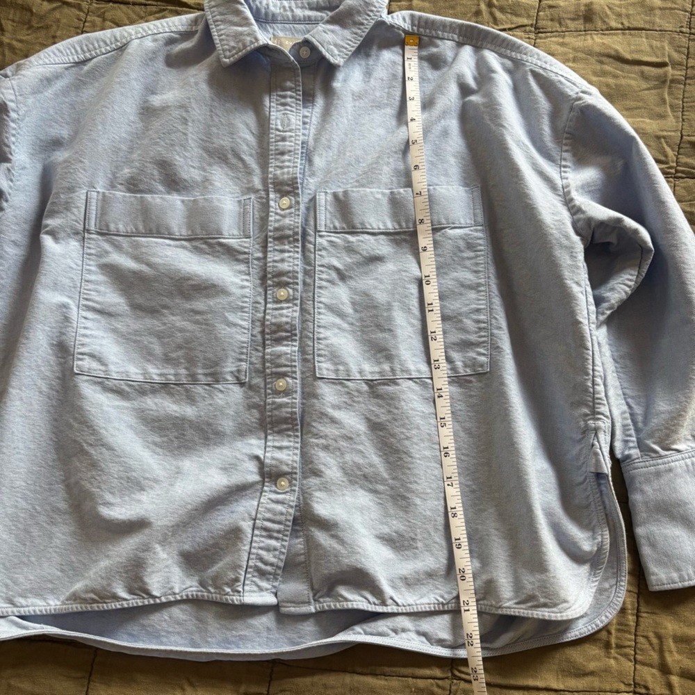 Light Blue Button-Up Shirt With Patch Pockets - image 7